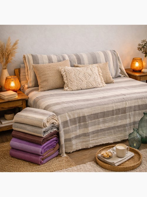 Plaid jeté de canapé / jeté de lit tissé - AKOLA - 100% coton - grand boutis en camaïeu - Kiabi Plaid jeté de canapé / jeté de lit tissé - AKOLA - 100% coton - grand boutis en camaïeu - Kiabi