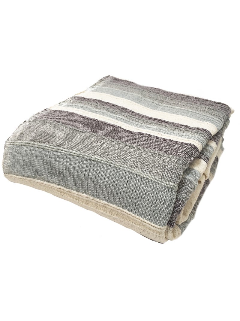 Plaid jeté de canapé / jeté de lit tissé - AKOLA - 100% coton - grand boutis en camaïeu Gris - Kiabi