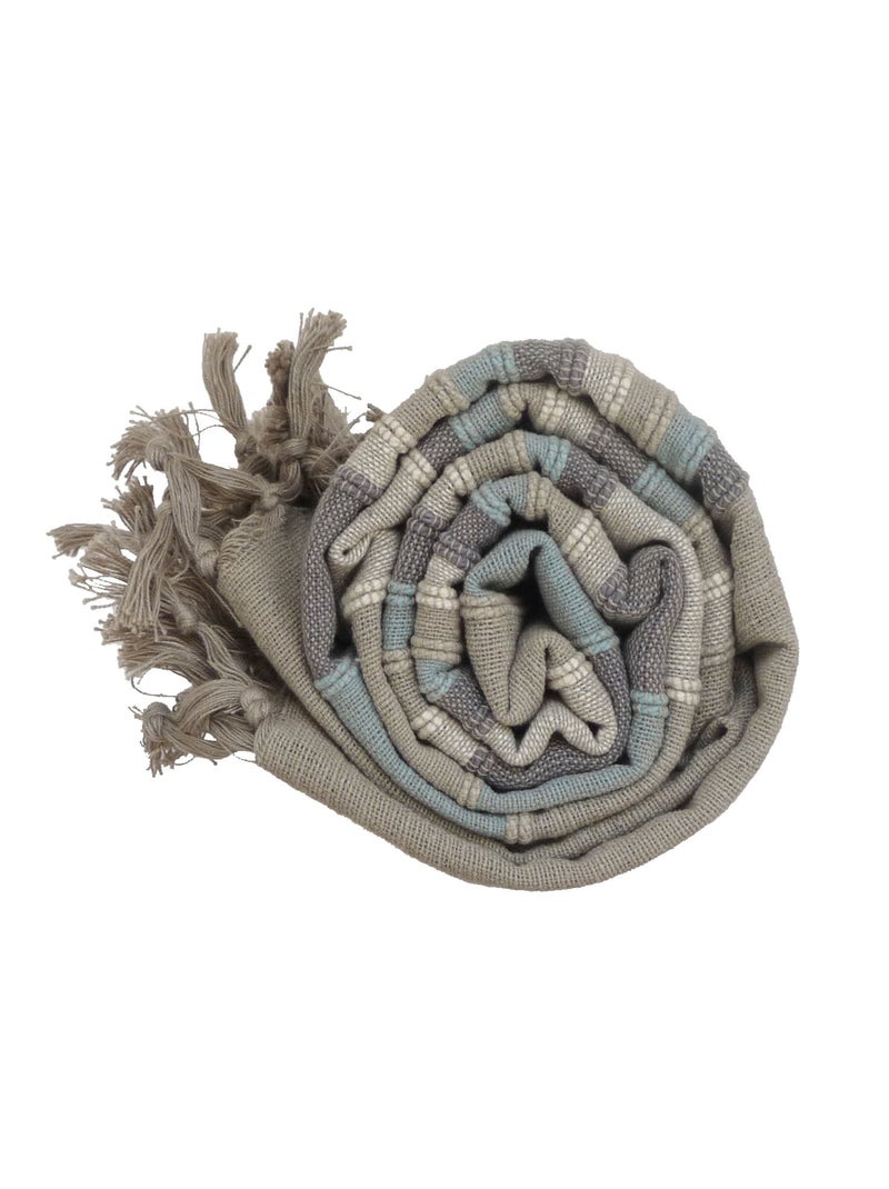 Plaid jeté de canapé / jeté de lit tissé - AKOLA - 100% coton - grand boutis en camaïeu Gris - Kiabi