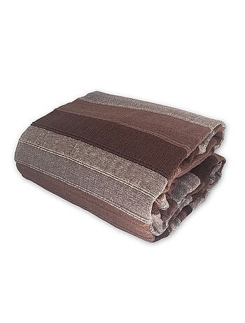 Plaid jeté de canapé / jeté de lit tissé - AKOLA - 100% coton - grand boutis en camaïeu