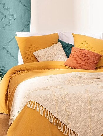 Plaid jeté de lit ou fauteuil en coton tufte