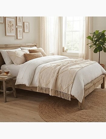 Plaid jeté de lit ou fauteuil en coton tufté