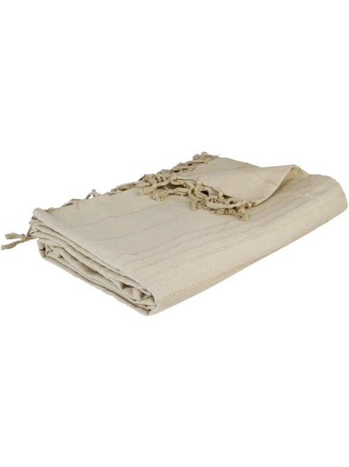 Plaid jeté de lit ou fauteuil raye en coton - Kiabi