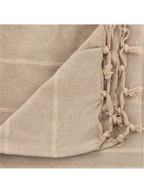 Plaid jeté de lit ou fauteuil raye en coton - Kiabi