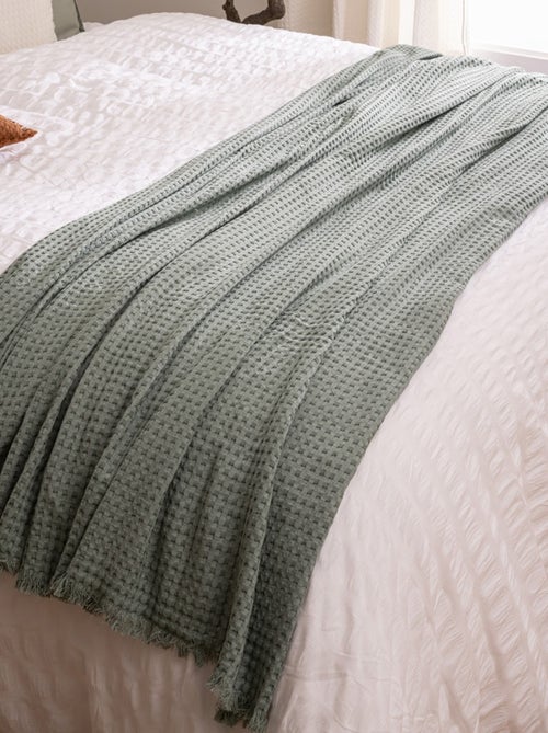 Plaid jete de lit widdy bleu celadon 130 x 180 cm - Kiabi Plaid jete de lit widdy bleu celadon 130 x 180 cm - Kiabi