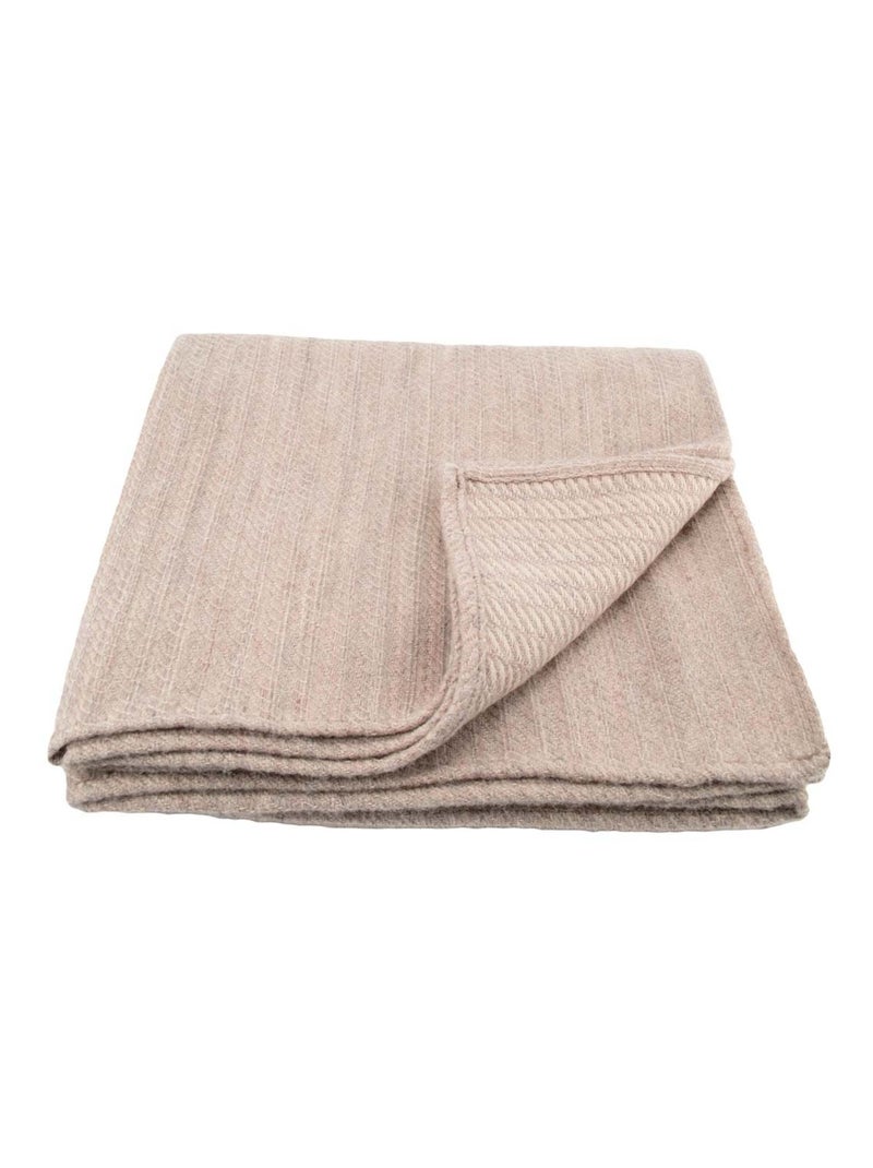 Plaid laine 100% Beige clair - Kiabi