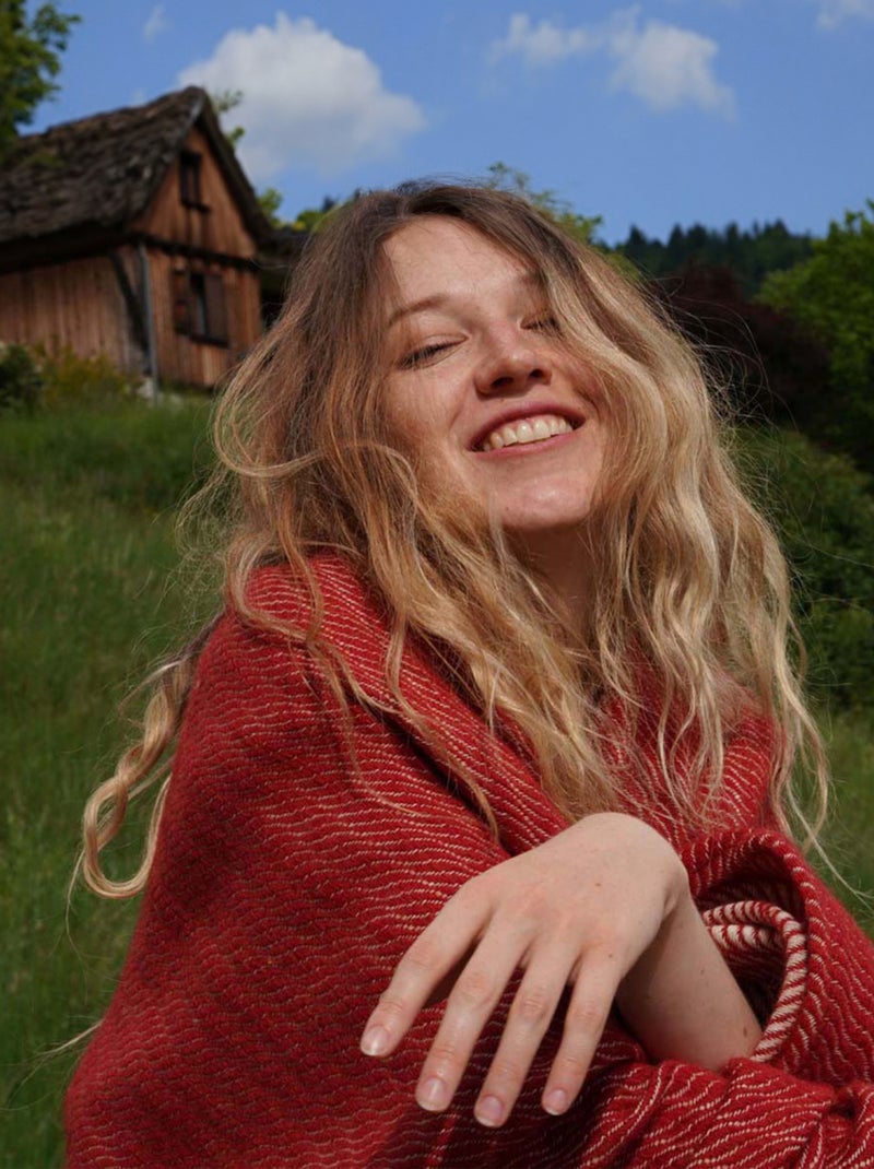 Plaid laine 100% Rouge - Kiabi