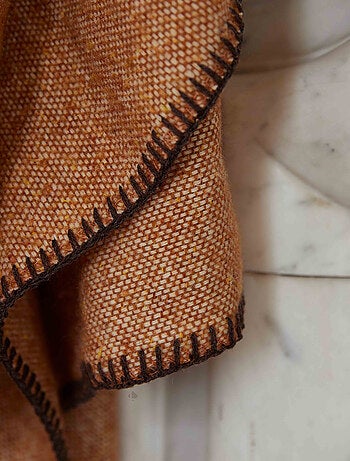 Plaid laine et acrylique ALES marron terre brûlé