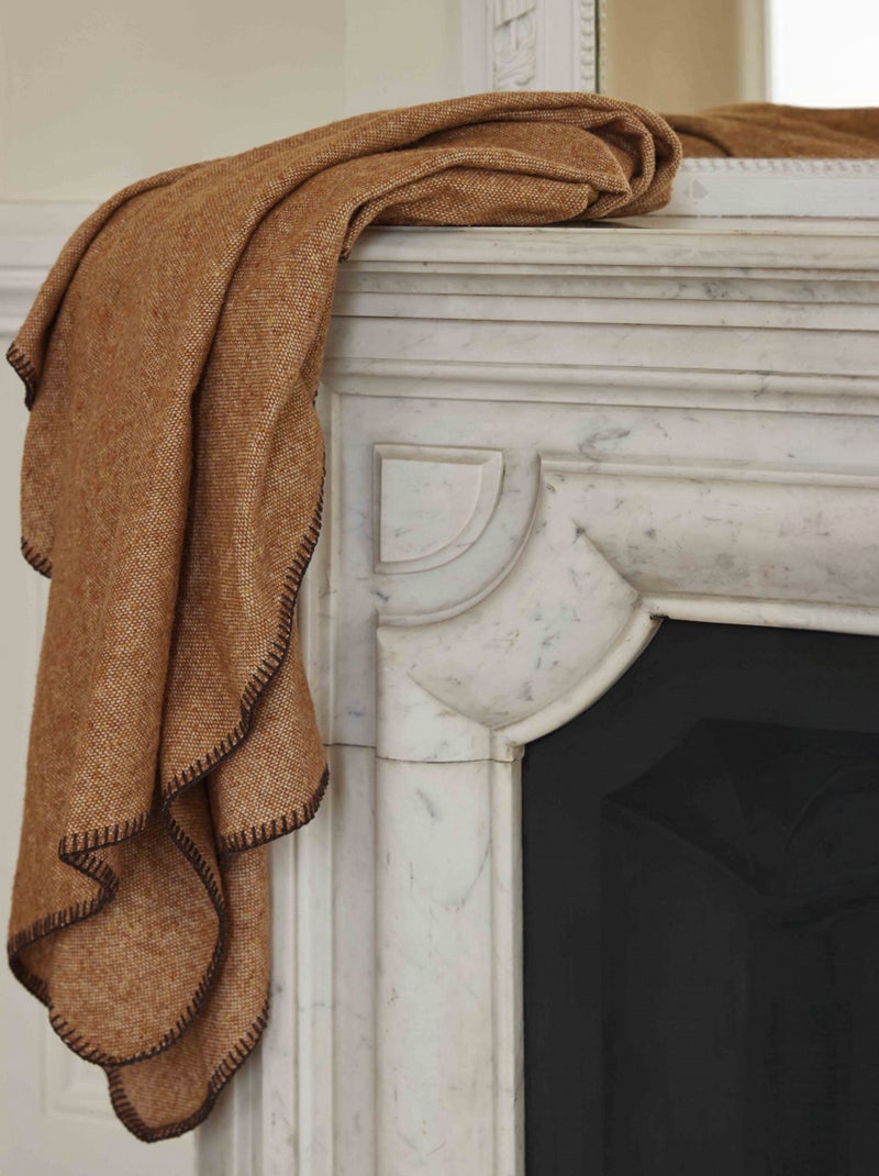 Plaid laine et acrylique ALES marron terre brûlé Marron foncé - Kiabi