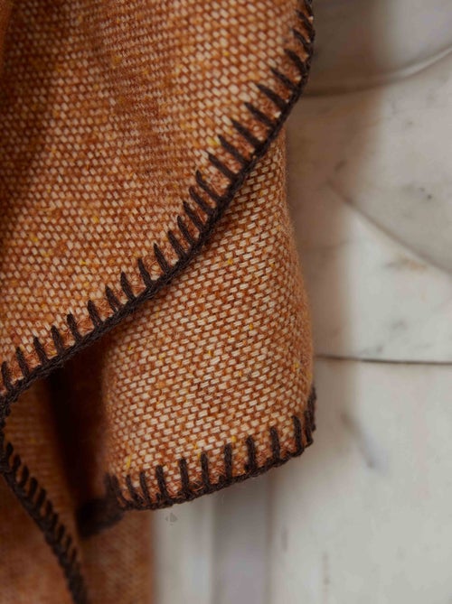 Plaid laine et acrylique ALES marron terre brûlé - Kiabi