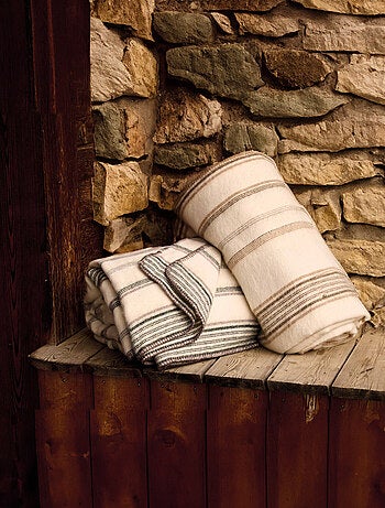 Plaid laine et mohair à rayure