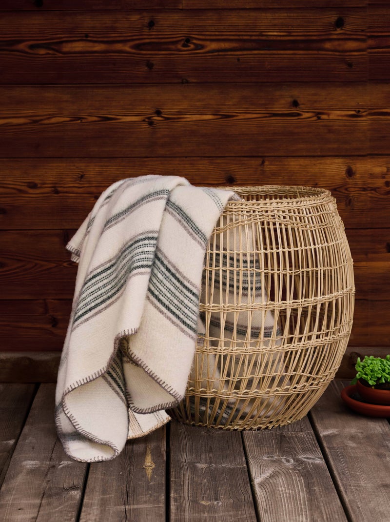 Plaid laine et mohair à rayure Vert sapin - Kiabi