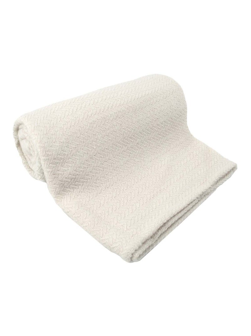 Plaid laine et soie - Petits chevrons Beige clair - Kiabi