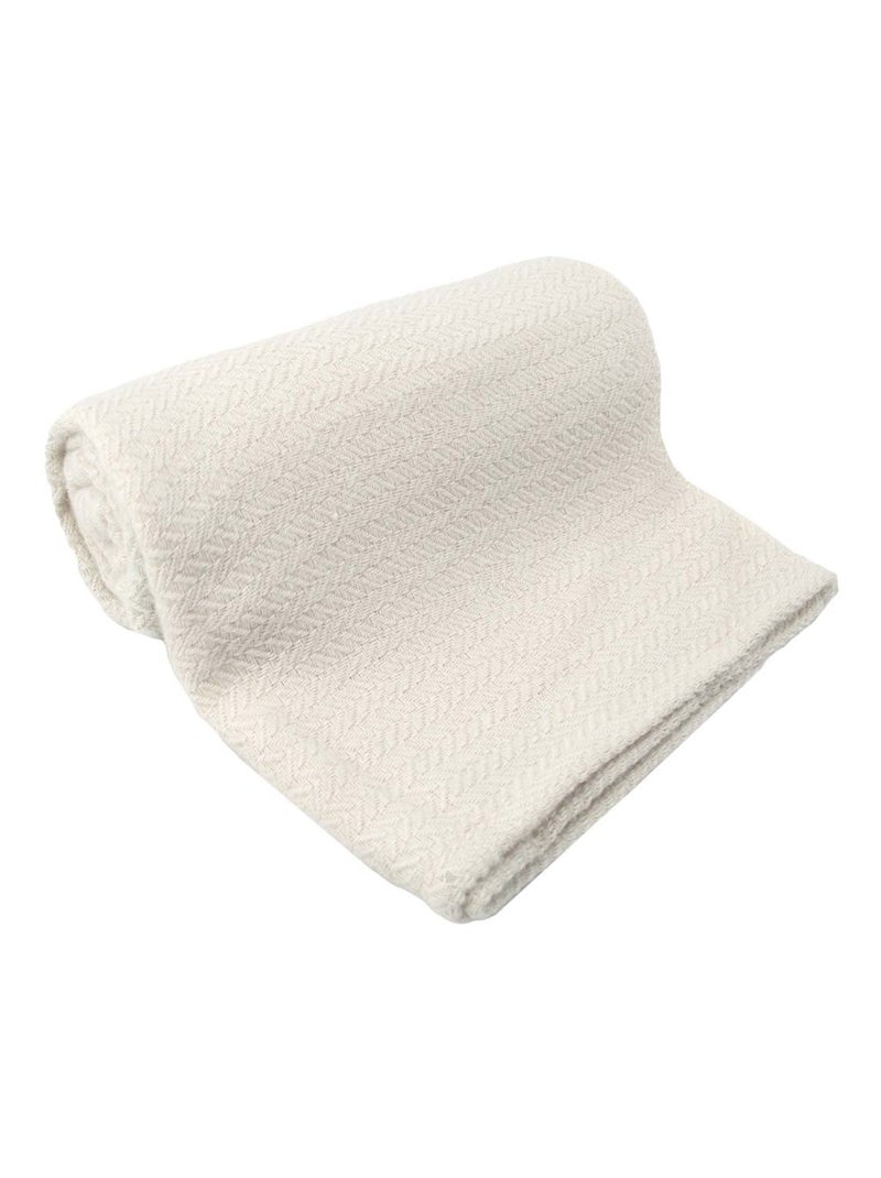 Plaid laine et soie HANOI Blanc cassé - Kiabi