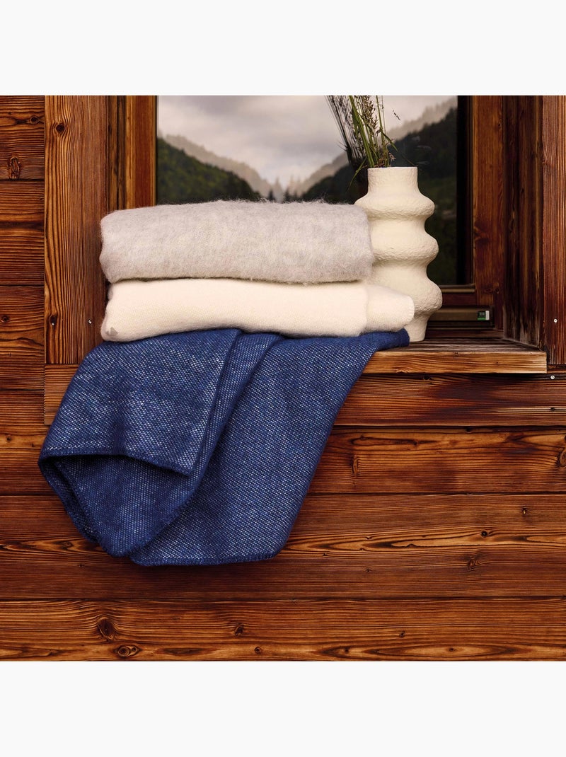 Plaid laine osloo Bleu gris - Kiabi