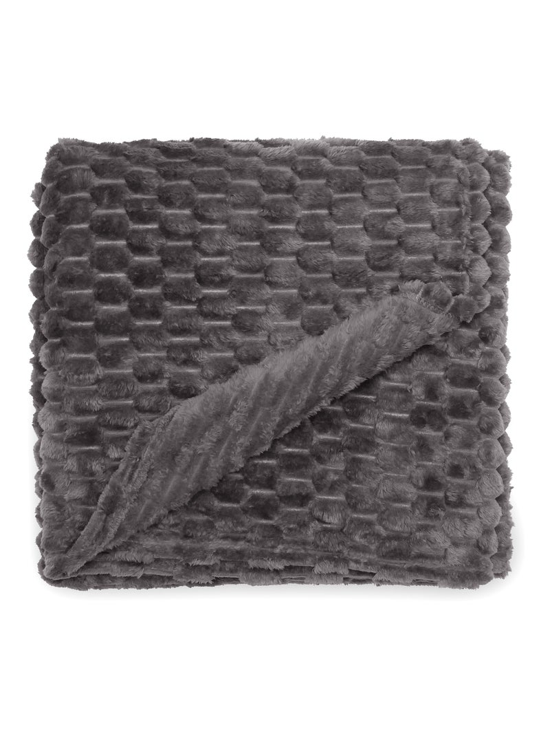 Plaid LEMMING en velours jacquard Gris foncé - Kiabi