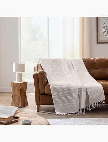 Plaid LILIA – 100 % coton – Plaid à franges