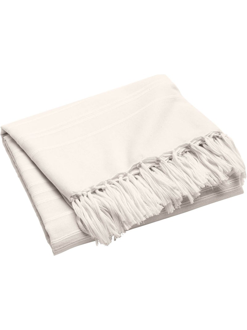 Plaid LILIA – 100 % coton – Plaid à franges Beige naturel - Kiabi