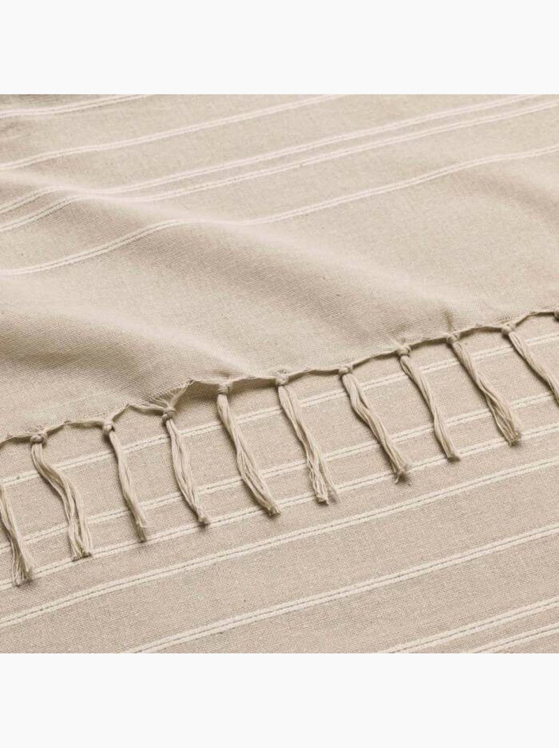 Plaid LILIA – 100 % coton – Plaid à franges Lin - Kiabi