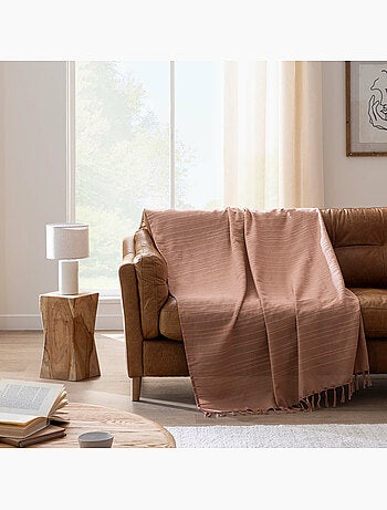 Plaid LILIA – 100 % coton – Plaid à franges