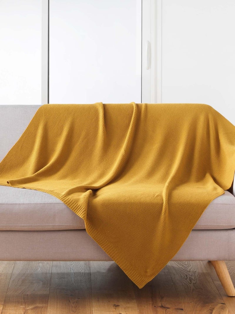 Plaid maille tricotine Jaune - Kiabi