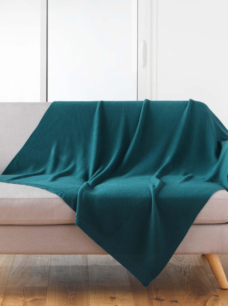 Plaid maille tricotine Vert - Kiabi