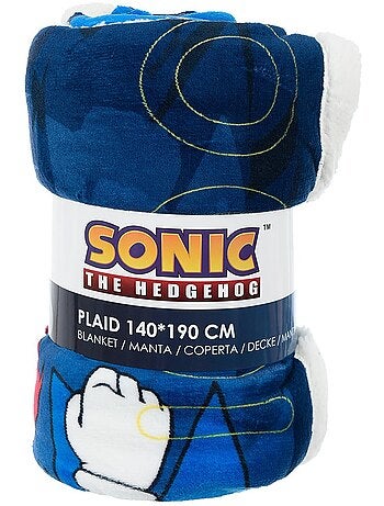 Plaid marine garçon sonic - licence officielle