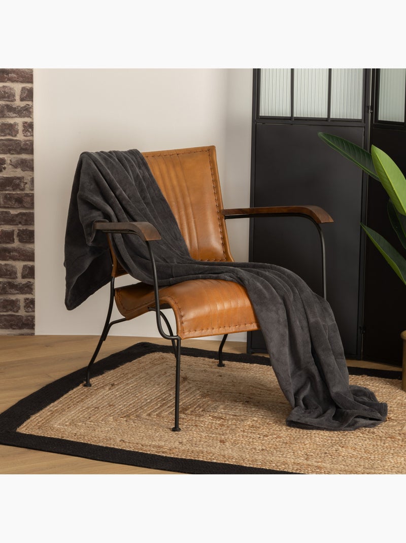 Plaid microfibre uni KIESA Ardoise - Kiabi