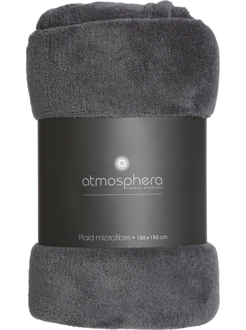 Plaid microfibre uni KIESA Ardoise - Kiabi