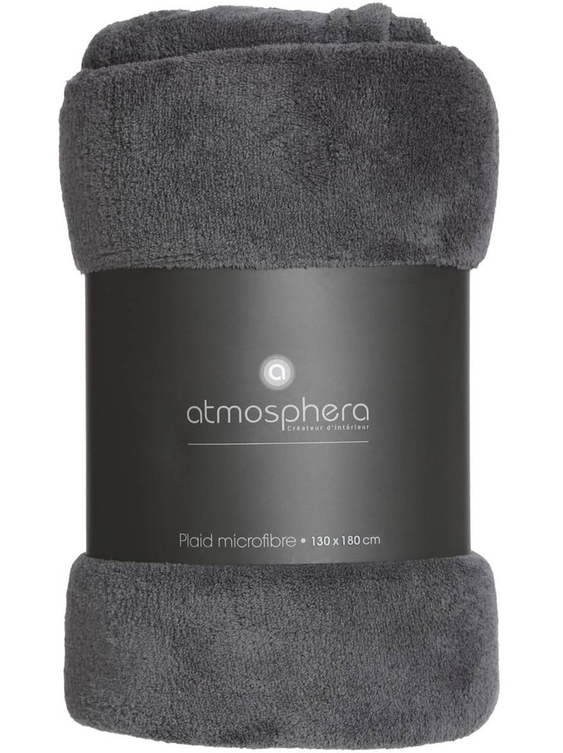 Plaid microfibre uni KIESA Ardoise - Kiabi