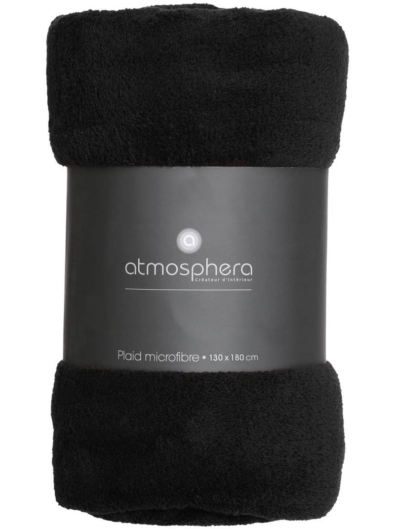 Plaid microfibre uni kiesa Noir - Kiabi