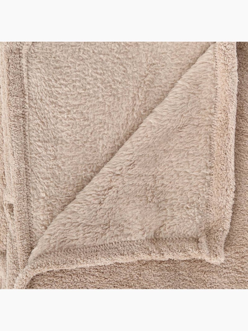 Plaid microfibre uni kiesa Taupe - Kiabi