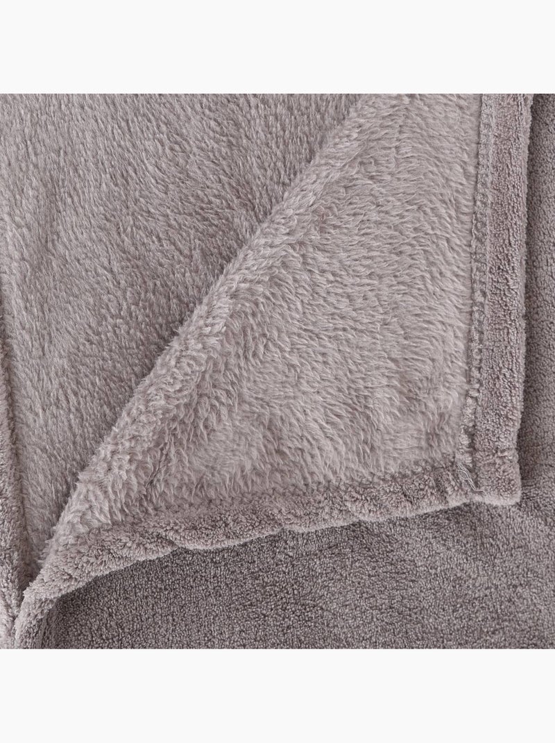 Plaid microfibre uni kiesa Taupe - Kiabi