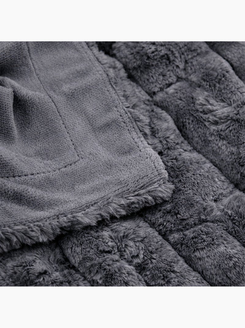 Plaid moelleux gris anthracite - Kiabi