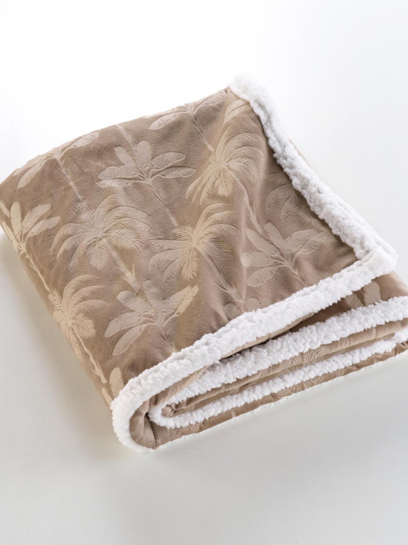 Plaid motif palmier 125x150cm Taupe - Kiabi