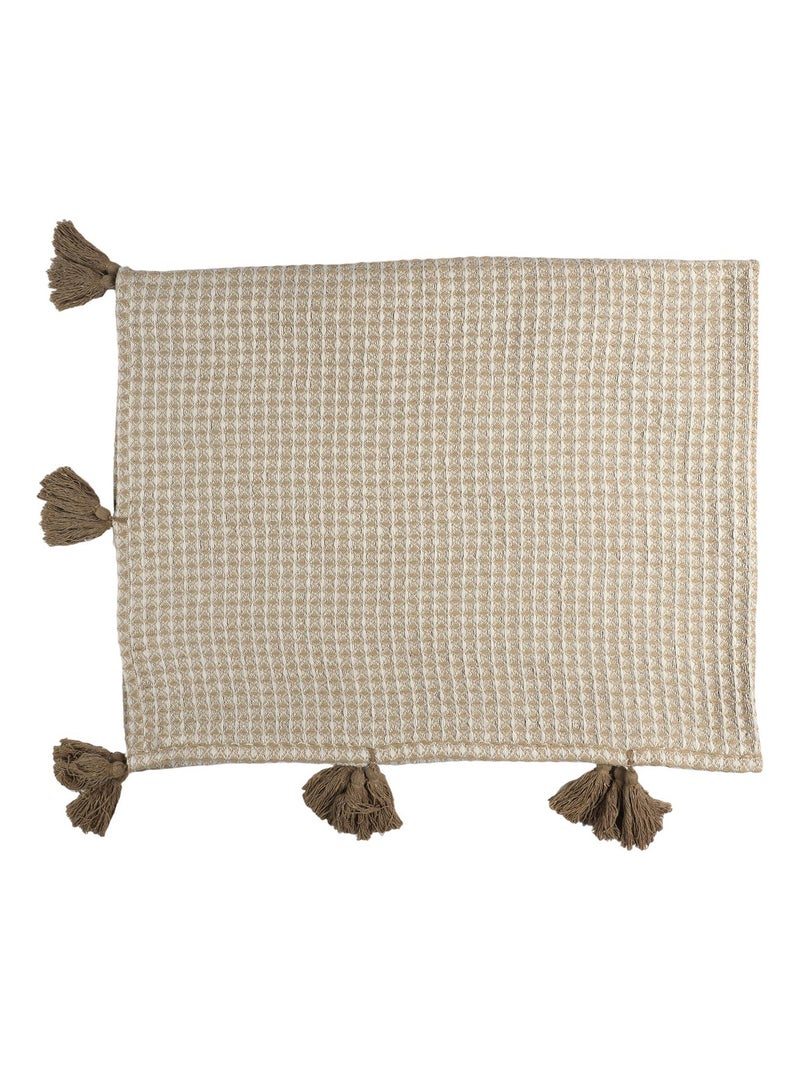 Plaid nid d'abeille collection SUZANNA Gris taupe - Kiabi