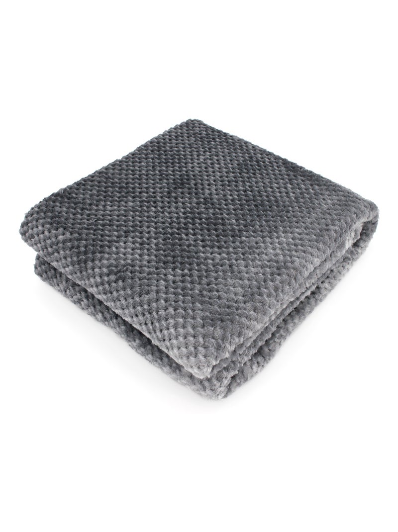Plaid nid d'abeille TIE AND DYE Gris - Kiabi