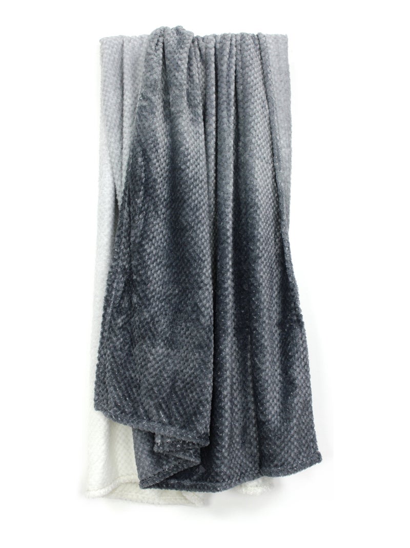 Plaid nid d'abeille TIE AND DYE Gris - Kiabi