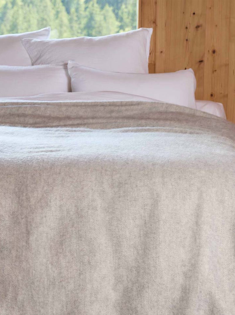 Plaid ou couverture chaude laine et mohair Gris clair - Kiabi
