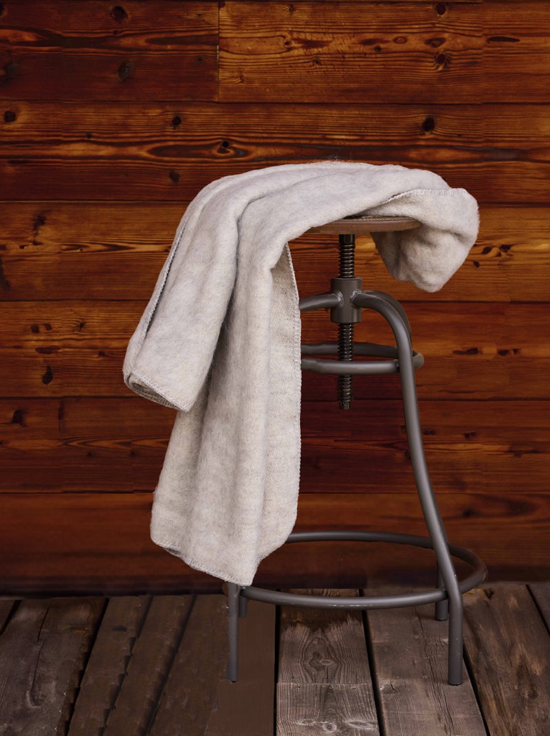 Plaid ou couverture chaude laine et mohair Gris clair - Kiabi
