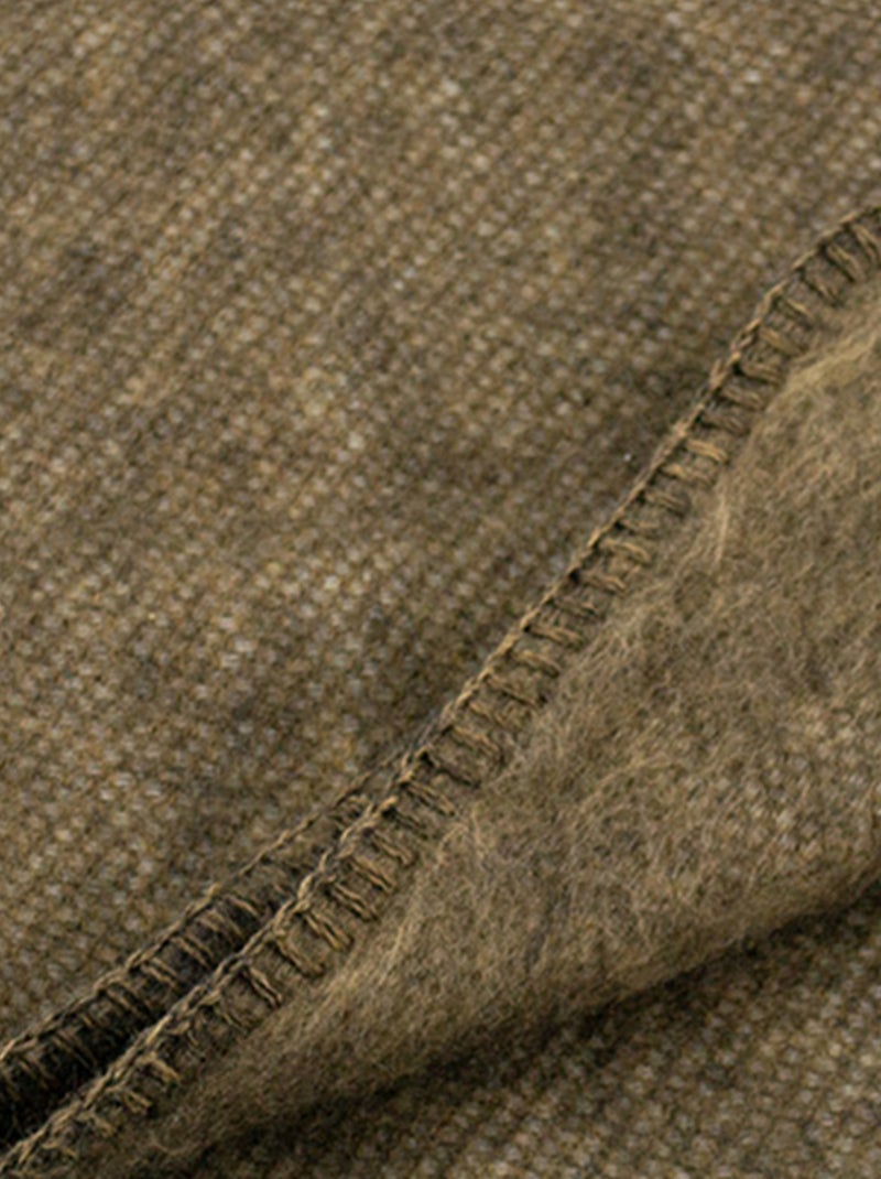 Plaid ou couverture chaude laine et mohair Marron foncé - Kiabi