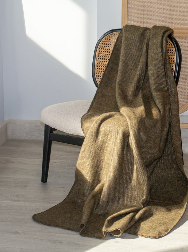 Plaid ou couverture chaude laine et mohair Marron foncé - Kiabi