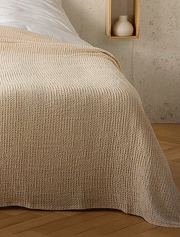 Plaid ou couvre lit 100% coton nid d’abeille