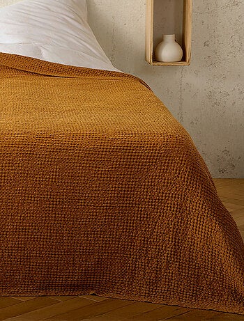 Plaid ou couvre lit 100% coton nid d’abeille