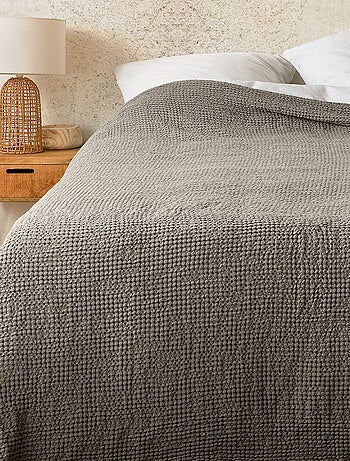 Plaid ou couvre lit 100% coton nid d’abeille