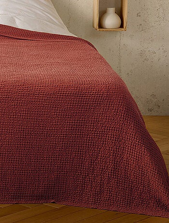 Plaid ou couvre lit 100% coton nid d’abeille
