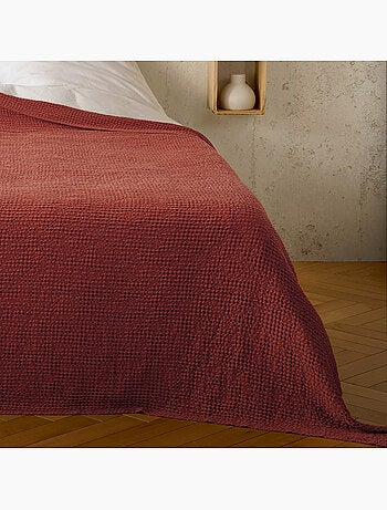 Plaid ou couvre lit 100% coton nid d’abeille