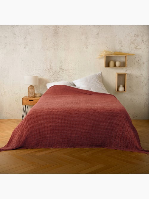 Plaid ou couvre lit 100%  coton nid d’abeille - Kiabi