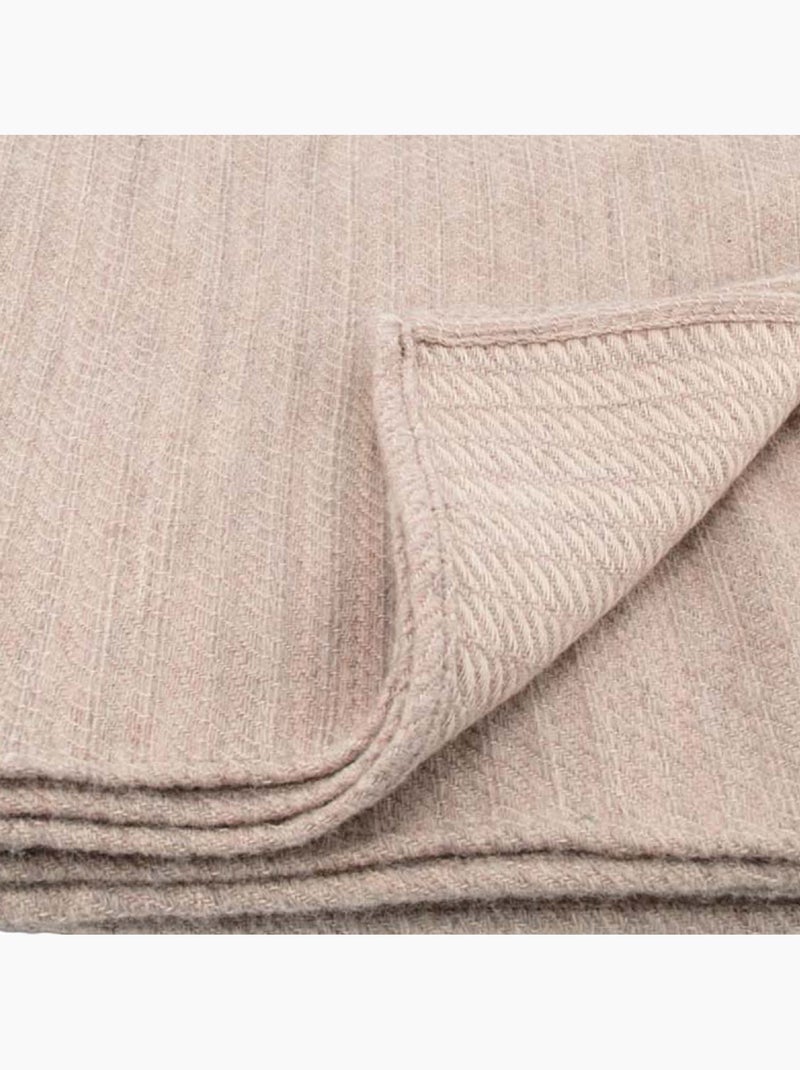 Plaid ou couvre-lit 100% laine Beige coquille - Kiabi