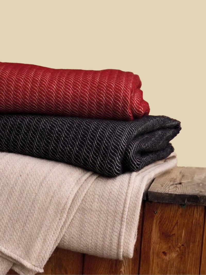 Plaid ou couvre-lit 100% laine Rouge - Kiabi